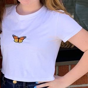 Brandy Melville cropped butterfly shirt